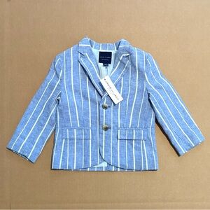 NWT Janie and Jack Blue White Stripe Suit Sport Coat Blazer Pinstripe Boys 2T